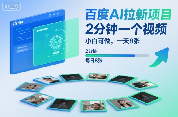 百度AI拉新项目，2分钟一个视频，小白可做，一天8张【附案例+保姆级教程】-来聚吧
