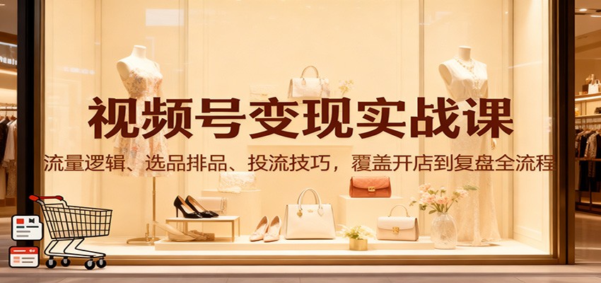 视频号变现实战课:流量逻辑、选品排品、投流技巧,覆盖开店到复盘全流程-来聚吧