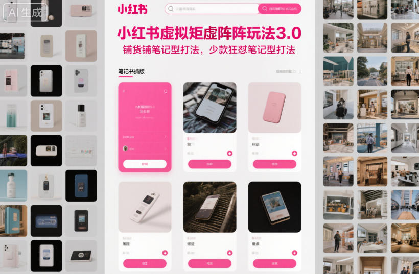 小红书虚拟矩阵玩法3.0，铺货铺笔记型打法，少款狂怼笔记型打法-来聚吧