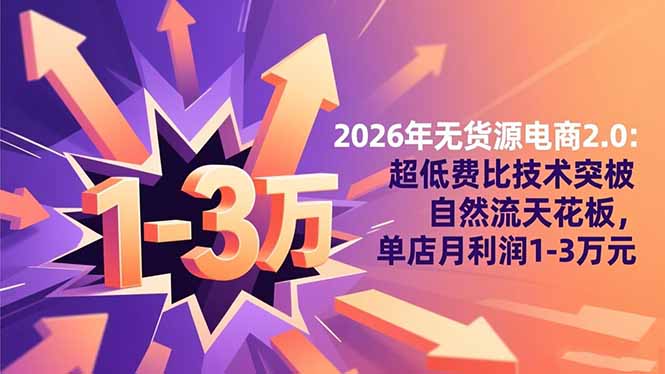 2026年无货源电商2.0【更新】:超低费比技术突破自然流天花板,单店月利润1-3万元-来聚吧