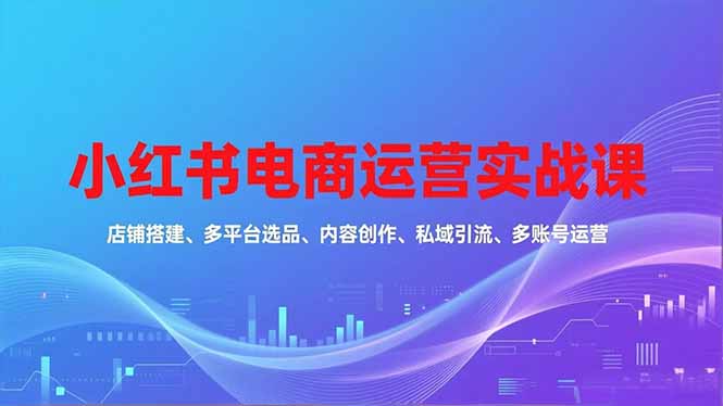 小红书电商运营实战课，店铺搭建、多平台选品、内容创作、私域引流、多账号运营等玩法-来聚吧