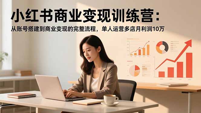 小红书商业变现训练营:从账号搭建到商业变现的完整流程,单人运营多店月利润10万-来聚吧