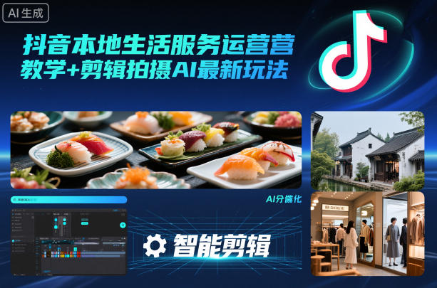 抖音本地生活服务运营教学+剪辑拍摄AI最新玩法-来聚吧