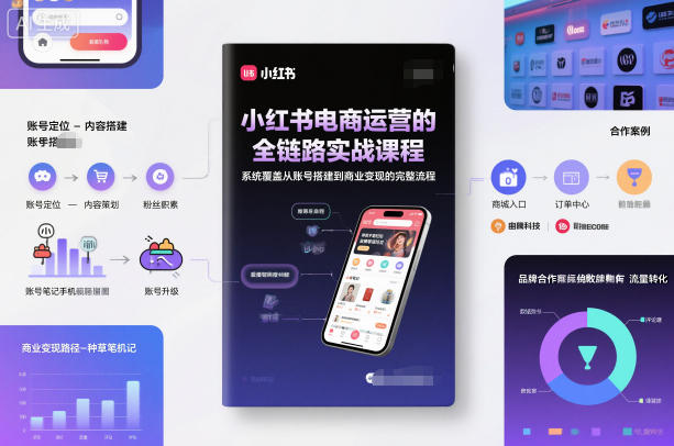 小红书电商运营的全链路实战课程，系统覆盖从账号搭建到商业变现的完整流程-来聚吧