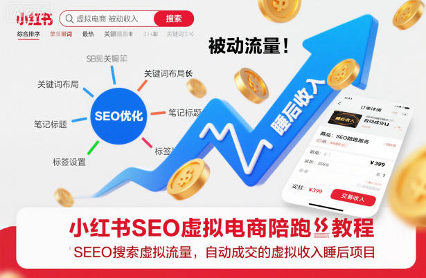 小红书SEO虚拟电商陪跑教程,实现seo搜索被动流量,自动成交的被动收入睡后项目-来聚吧