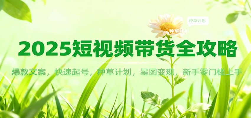 2025短视频带货全攻略:爆款文案,快速起号,种草计划,星图变现,新手零门槛上手-来聚吧