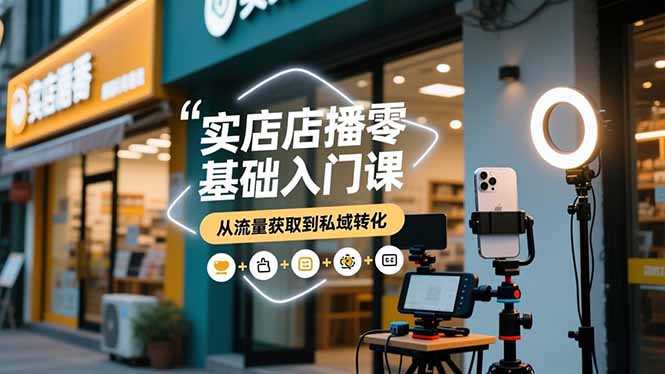 实体店播零基础入门课,实体店+短视频+直播+微信生态+私域社群,从流量获取到私域转化-来聚吧