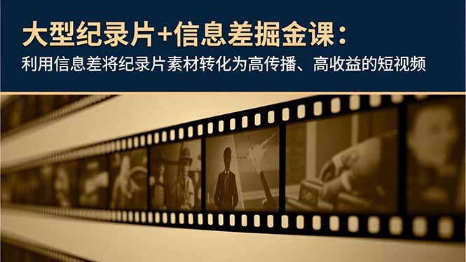 大型纪录片+信息差掘金课：利用信息差将纪录片素材转化为高传播、高收益的短视频-来聚吧