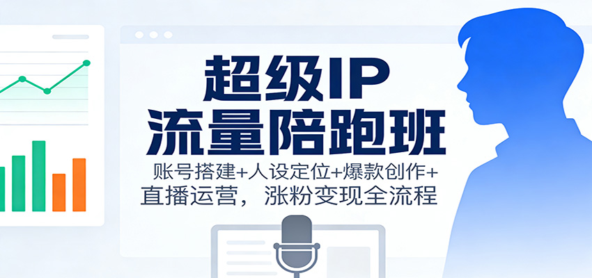 超级IP流量陪跑班：账号搭建+人设定位+爆款创作+直播运营，涨粉变现全流程-来聚吧