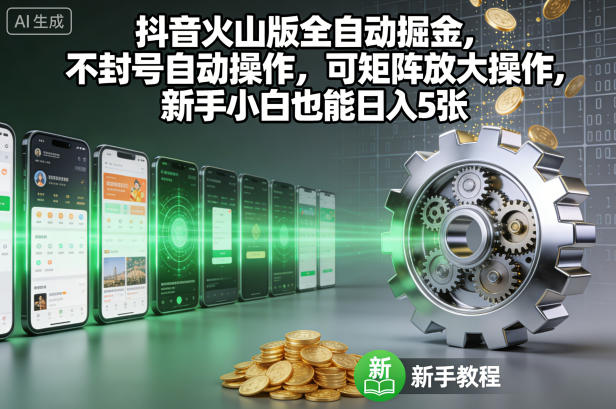 抖音火山版全自动掘金,不封号自动操作,可矩阵放大操作,新手小白也能日入5张【揭秘】-来聚吧