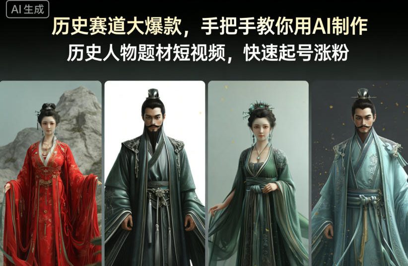 历史赛道大爆款,手把手教你用AI制作历史人物题材短视频,快速起号涨粉-来聚吧