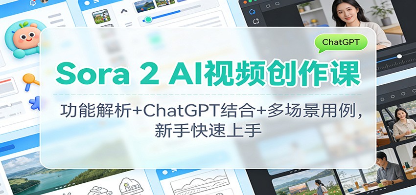 Sora 2 AI视频创作课:功能解析+ChatGPT结合+多场景用例,新手快速上手-来聚吧