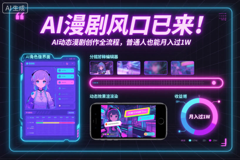 AI漫剧风口已来！AI动态漫剧创作全流程，普通人也能月入过1W-来聚吧