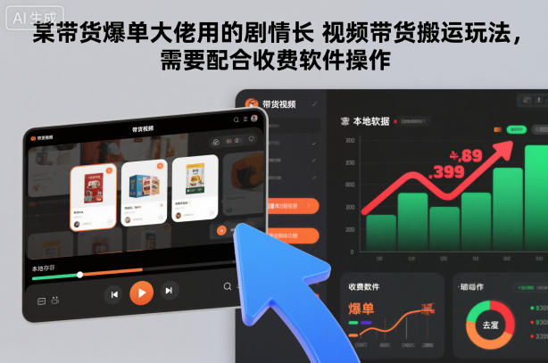 某带货爆单大佬用的剧情长视频带货搬运玩法，需要配合收费软件操作-来聚吧