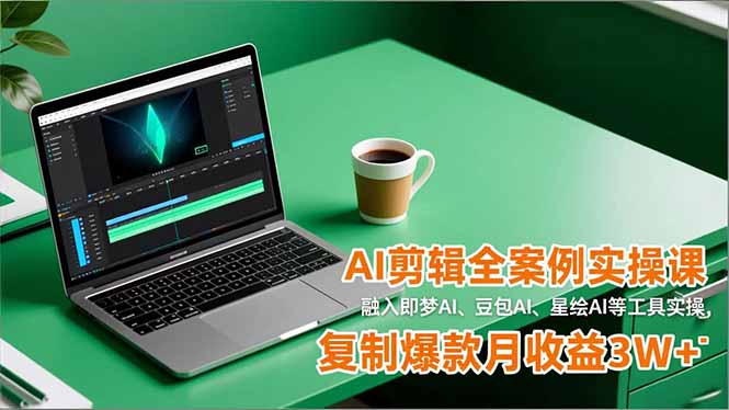 AI剪辑全案例实操课,融入即梦AI、豆包AI、星绘AI等工具实操,复制爆款月收益3W+-来聚吧