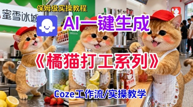 Coze扣子工作流一键生成胖橘猫打工短视频,保姆级实操搭建教学-来聚吧