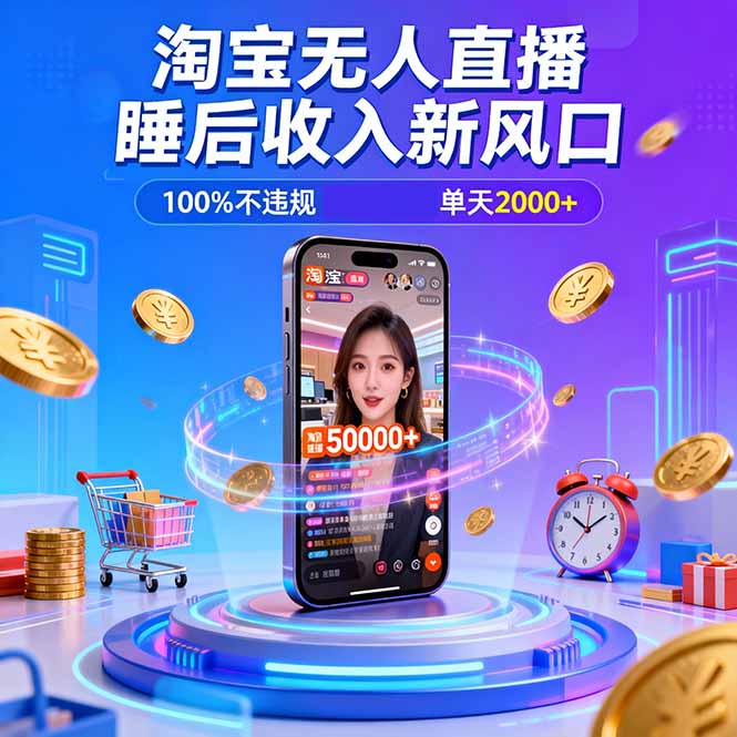 淘宝无人直播，不违规不封号，直播100小时卖了5万，年底旺季！-来聚吧