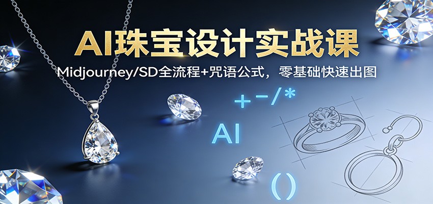 AI珠宝设计实战课：Midjourney/SD全流程+咒语公式，零基础快速出图-来聚吧