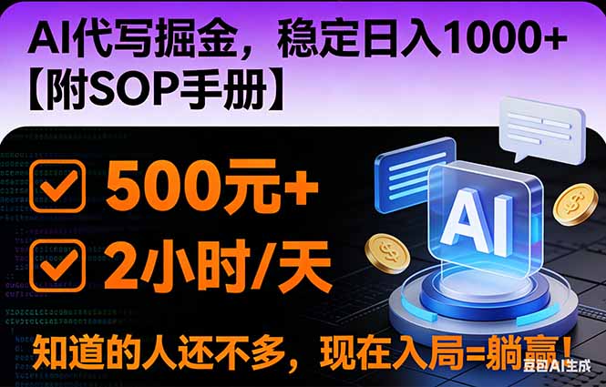 2026风口项目,AI代写掘金,稳定日入1000+,掌握核心技能【附SOP手册】-来聚吧
