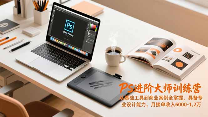 PS进阶大师训练营,从基础工具到商业案例全掌握,具备专业设计能力,月接单收入6000-1.2万-来聚吧