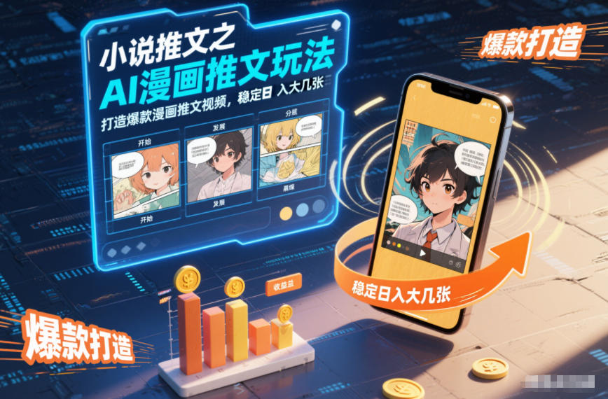 小说推文之AI漫画推文玩法，打造爆款漫画推文视频，稳定日入大几张-来聚吧