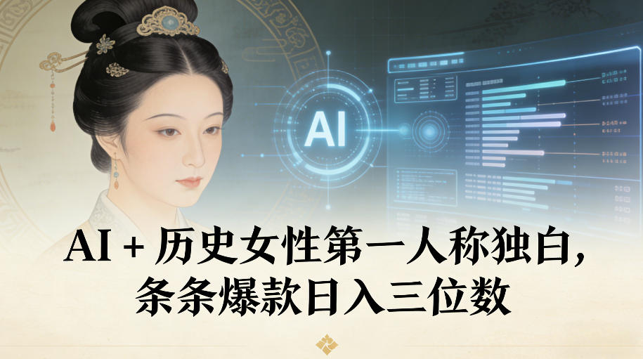 AI+历史女性第一人称独白,条条爆款日入三位数-来聚吧
