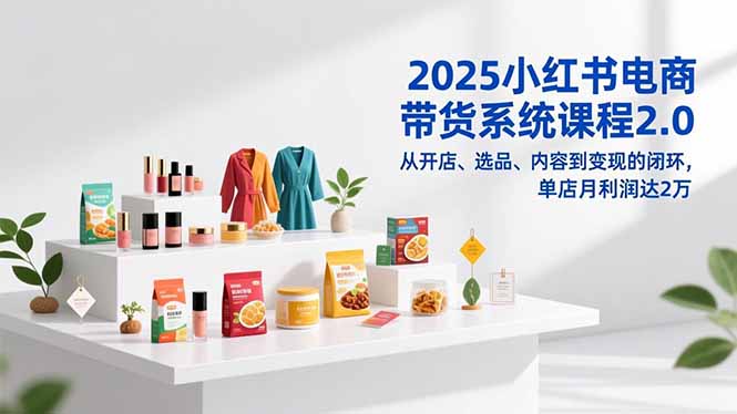 2025小红书电商带货系统课程2.0,从开店、选品、内容到变现的闭环,单店月利润达2万-来聚吧