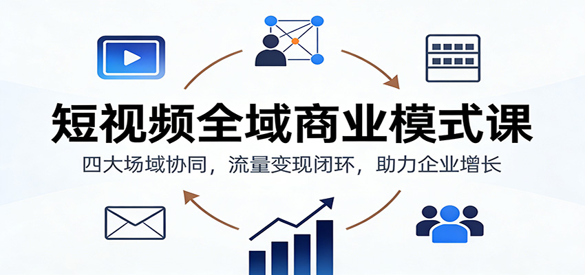 短视频全域商业模式课:四大场域协同,流量变现闭环,助力企业增长-来聚吧