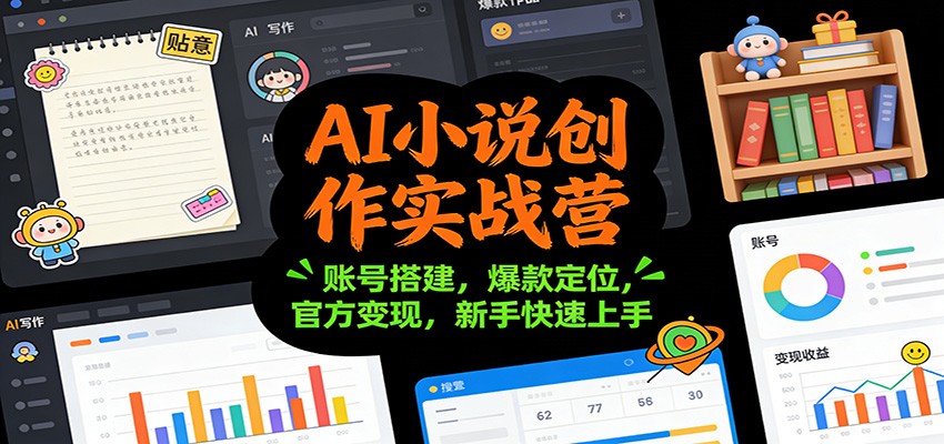 AI小说创作实战营:账号搭建,爆款定位,官方变现,新手快速上手-来聚吧