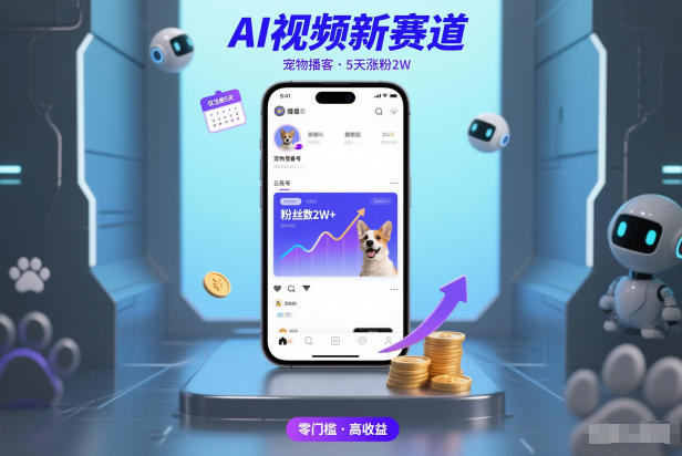 AI视频新赛道，宠物播客仅注册5天涨粉2W，收益非常可观-来聚吧