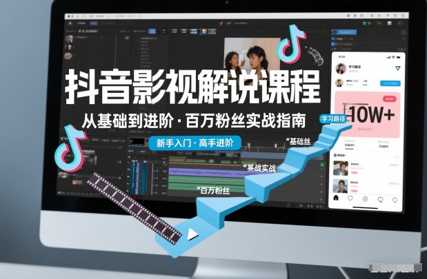 抖音百万粉丝影视解说课程，基础到进阶课，适合新手和进阶学习-来聚吧