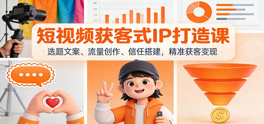 短视频获客式IP打造课：选题文案、流量创作、信任搭建，精准获客变现-来聚吧