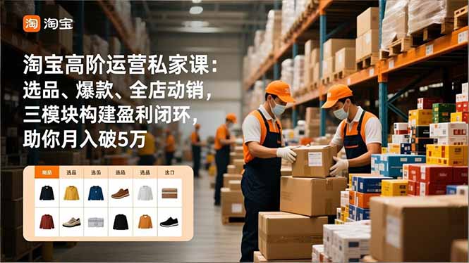 淘宝高阶运营私家课：选品、爆款、全店动销，三模块构建盈利闭环，助你月入破5万(更新12月-来聚吧