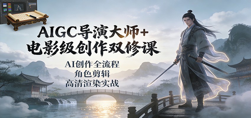 AIGC导演大师+电影级创作双修课:AI创作全流程、角色剪辑、高清渲染实战-来聚吧