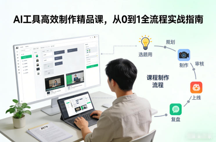AI工具高效制作精品课,从0到1全流程实战指南-来聚吧