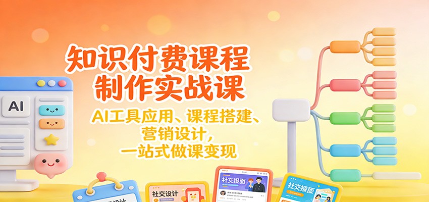 知识付费课程制作实战课：AI工具应用 、课程搭建、营销设计，一站式做课变现-来聚吧