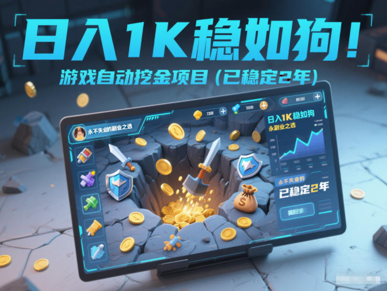 日入1K稳如狗！游戏自动挖金项目(已稳定2年)，永不失业的副业之选【揭秘】-来聚吧