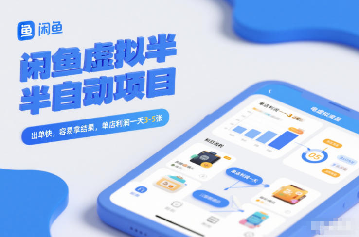 闲鱼虚拟半自动项目，出单快，容易拿结果，单店利润一天3-5张-来聚吧