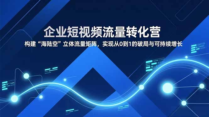 企业短视频流量转化营，构建“海陆空”立体流量矩阵，实现从0到1的破局与可持续增长-来聚吧