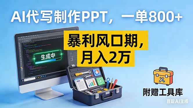 AI代写制作PPT，一单800+， 暴利风口期，月入2万【附工具】-来聚吧