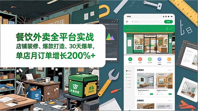 餐饮外卖全平台实战,店铺装修、爆款打造、30天爆单,手把手教学,单店月订单增长200%+-来聚吧