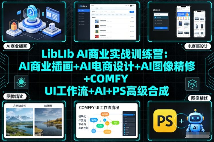 LibLIb AI商业实战训练营：AI商业插画+AI电商设计+AI图像精修+COMFY UI工作流+AI+PS高级合成-来聚吧