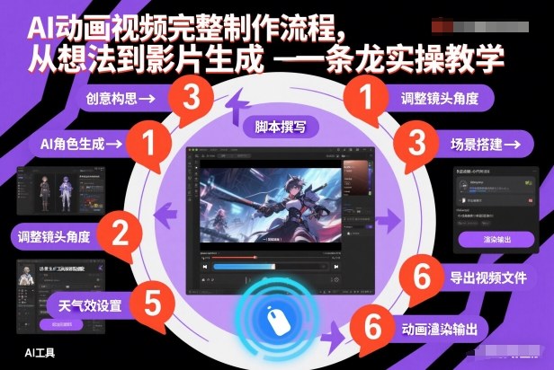 AI动画视频完整制作流程，从想法到影片生成一条龙实操教学-来聚吧