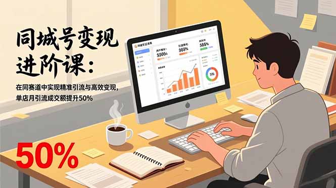 同城号变现进阶课：在同城赛道中实现精准引流与高效变现，单店月引流成交额提升50%-来聚吧