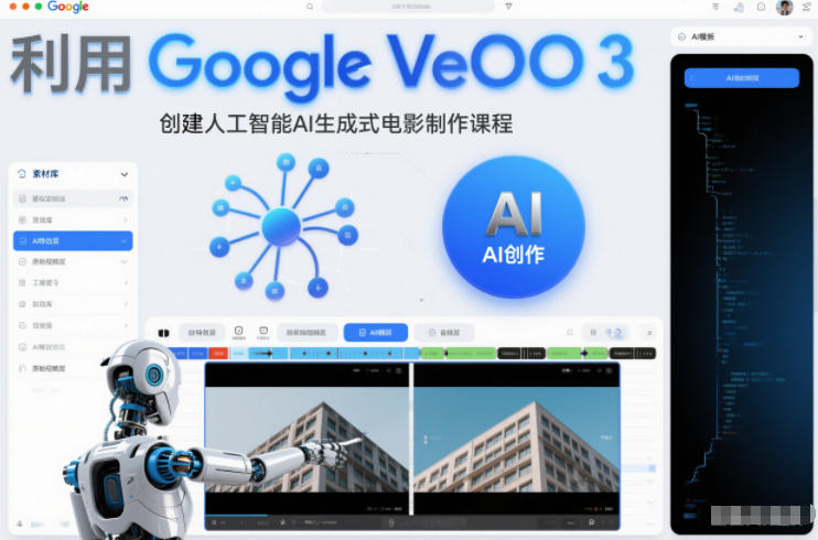 利l用Google Veo 3创建人工智能AI生成式电影制作课程，使用人工智能的力量创建令人惊叹的视频-来聚吧
