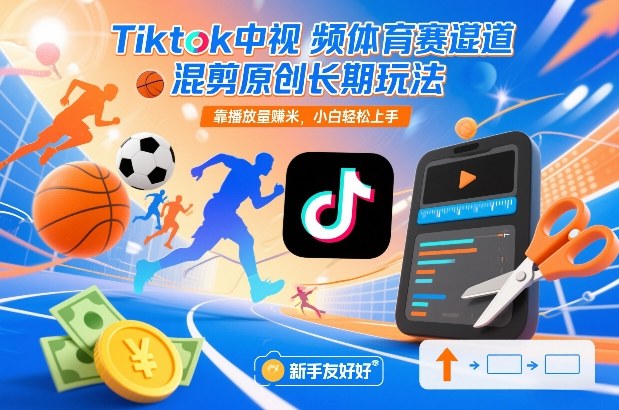 Tiktok中视频体育赛道混剪原创长期玩法，靠播放量賺米，小白轻松上手-来聚吧