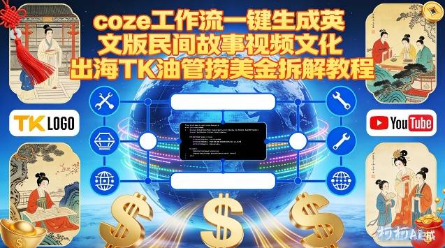 Coze扣子工作流一键生成英文版民间故事视频，文化出海TK油管捞美金拆解教程-来聚吧