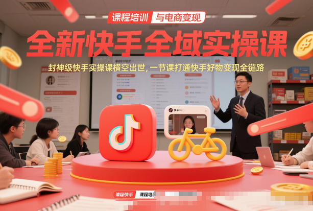 全新快手全域实操课，封神级快手实操课横空出世，一节课打通快手好物变现全链路-来聚吧