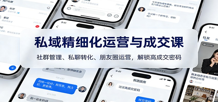 私域精细化运营与成交课:社群管理、私聊转化、朋友圈运营,解锁高成交密码-来聚吧