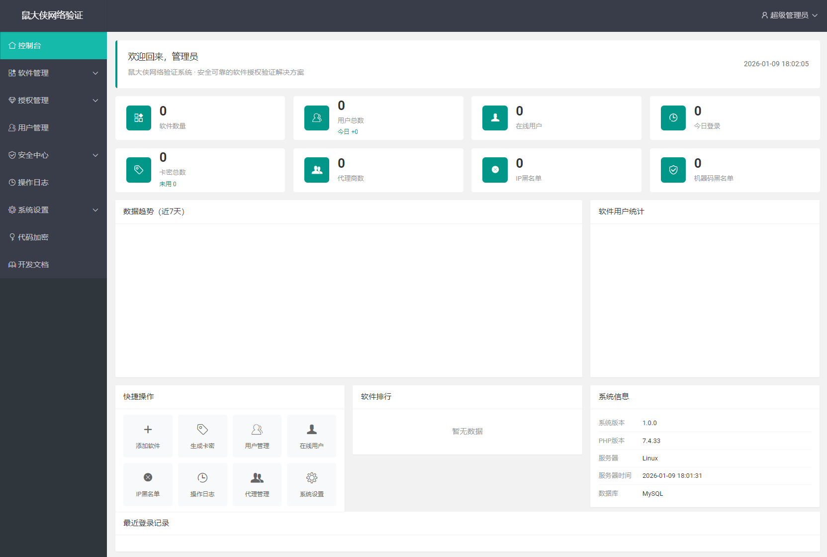 鼠大侠网络验证系统源码 一机一码授权验证 全开源-来聚吧